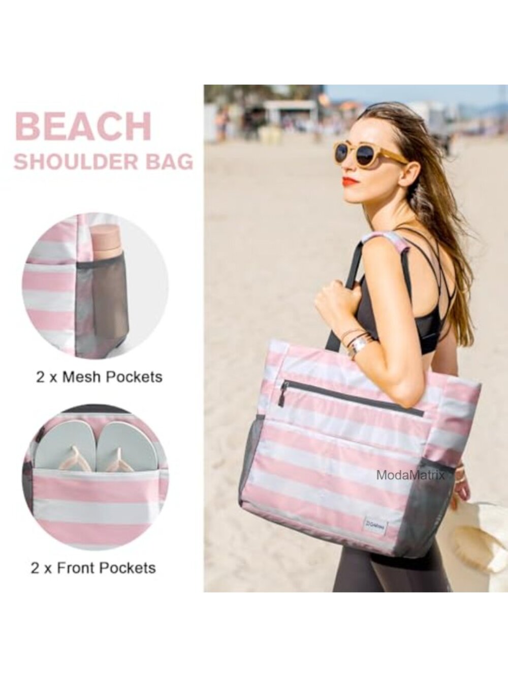 Large Waterproof Sandproof Beach Tote Bag Foldable Travel Pool Gym